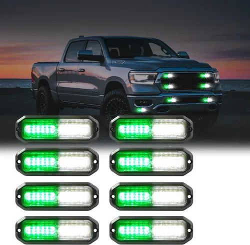 Vista 10 de WINECO Luces estroboscópicas LED ámbar para camiones, 8 piezas, 12 luces LED estroboscópicas intermitentes de montaje en superficie, kit de luces