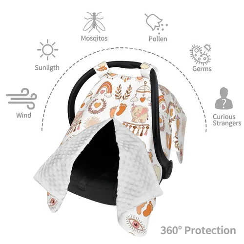 Vista 5 de Cubierta de toldo bohemia para asiento de coche de bebé, cubierta de lactancia para recién nacido, accesorios bohemios para bebé cubierta