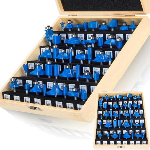 Vista 7 de LEATBUY 1/2 Inch Shank Router Bit Set 5 PC for Cabinet Door Edge Bits (KY1) Panel Cabinet Door Rail and Stile Router Bits Sets Woodworking Wood