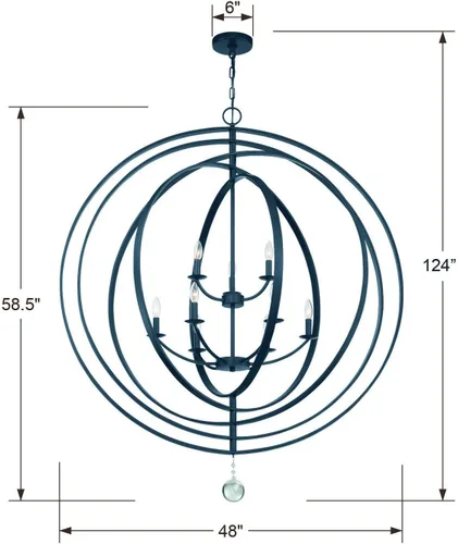 Vista 3 de Crystorama Luna - Candelabro de bronce inglés y oro antiguo con 9 luces, lámpara de techo - Candelabros para pasillo, sala de estar, vestíbulo