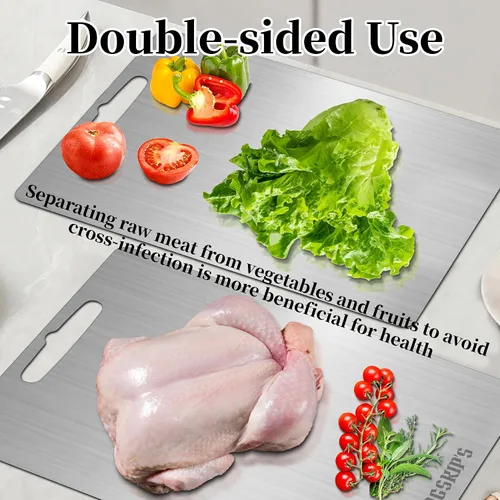 Vista 8 de LANGSKIP'S Katuchef - Tablas de cortar de titanio para cocina, 15.4 x 11 pulgadas, 0.1 in, aptas para lavavajillas, tabla de cortar de titanio