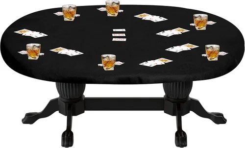 Vista 14 de Cubierta de Mesa de Juego de Cartas de Fieltro para Jugar Cartas, Póquer, Mahjong, Dominó, Bridge y Juegos de Mesa, Mantel Elástico Ajustable