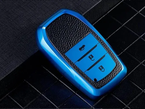 Vista 13 de DOUKI Leather TPU Car Key Cover Case Holder, for Toyota RAV4 Crown Hilux Fortuner Innova Camry Land Cruiser Prado Yaris Corolla 55 50