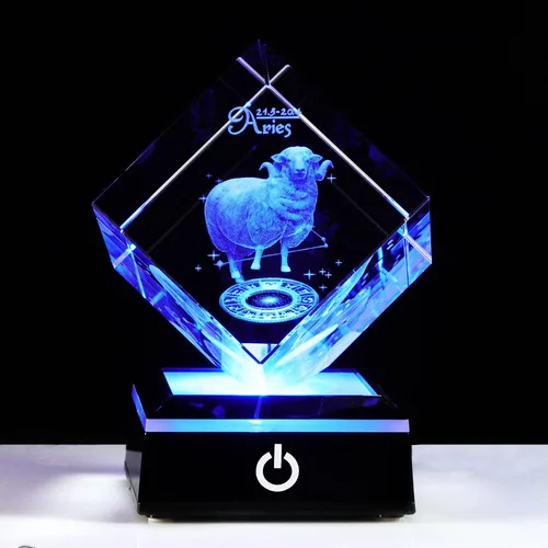 Vista 8 de Regalos de astrología del zodiaco Capricornio con cristales 3D para mujeres y hombres, figura de cristal de Capricornio, decoración de constelación