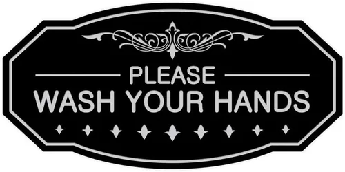 Vista 10 de Signs ByLITA Letrero Victoriano Please Wash Your Hands (Negro) - Pequeño