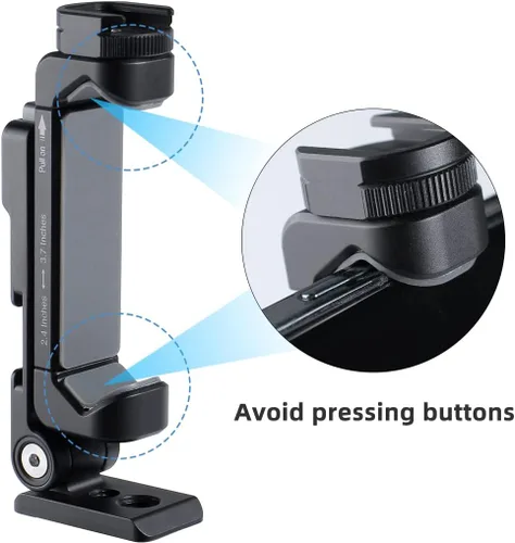 Vista 3 de Soporte de trípode de metal para teléfono con 2 zapatas frías, 3 ángulos de visión ajustables (vertical, horizontal e inclinación de 45°), soporte