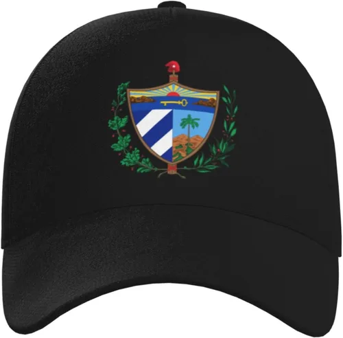 Vista 3 de Gorra de béisbol con escudo cubano para hombre y mujer, ajustable, clásica, color negro