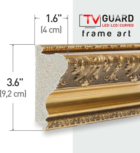 Vista 2 de Tv Guard Marco de TV bisel, compatible con Samsung The Frame TV, 32 pulgadas, oro antiguo, adecuado para televisores montados en la pared