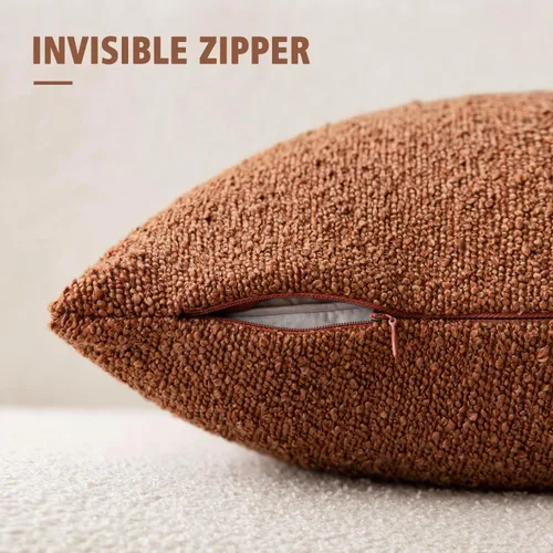 Vista 3 de Foindtower - Juego de 2 fundas decorativas de textura de bucle, fundas de almohada acentuadas, fundas de cojín sólidas, neutrales, para sofá, silla