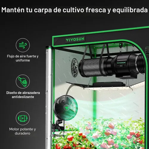 Vista 2 de VIVOSUN Ventilador AeroWave A6 con clip para tienda de cultivo, ventilador