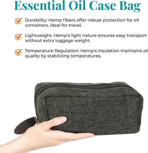 Vista 4 de Got Oils? Your Oil Tools - Estuche de transporte de aceite esencial, estuche de viaje portátil de cáñamo, capacidad para 10 botellas, adecuado