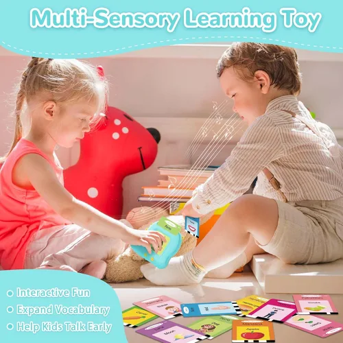 Vista 3 de Alotwan Tarjetas Didácticas Bilingües Parlantes Español/Inglés, Juguetes Sensoriales de Aprendizaje para Niños Autistas, 224 Palabras de Vista