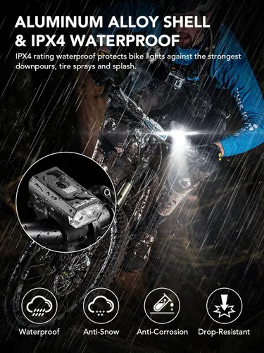 Vista 7 de Smiling Shark Luces de bicicleta, luz LED con clip frontal para bicicleta y luz trasera roja gratis, IPX6, impermeable, recargable por USB, potente