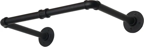 Vista 7 de WEBI Perchero de Ropa Montado en la Pared, Perchero de Tubo Industrial de 20 Pulgadas para Colgar, Barra de Ropa de Hierro Resistente, Varilla
