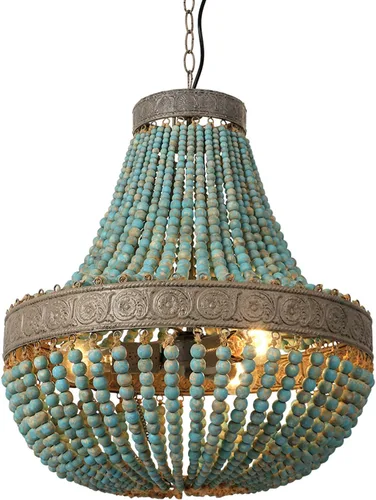 Vista 13 de Lámpara Colgante de Araña con Cuentas de Madera Bohemia Boho Playera Lámpara de Techo Accesorios de Iluminación