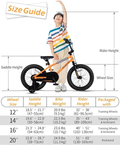 Vista 8 de vollsch BMX Style 12, 14, 16 pulgadas, ruedas de entrenamiento para niños, bicicleta de 20 pulgadas con soporte para niños y niñas de 2 a 14 años