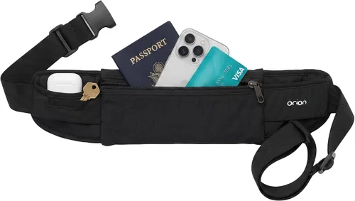 Vista 3 de The Belt of Orion - Cinturón para correr y cangurera delgada para hombres y mujeres, soporte antirrobo para pasaporte y cinturón de dinero