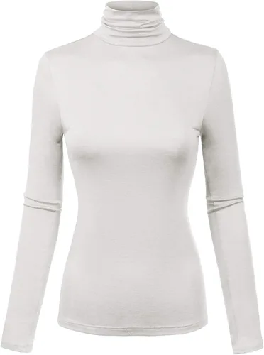 Vista 37 de MixMatchy Camisetas de manga larga delgadas y ligeras para mujer, cuello alto, capa base, camisetas activas