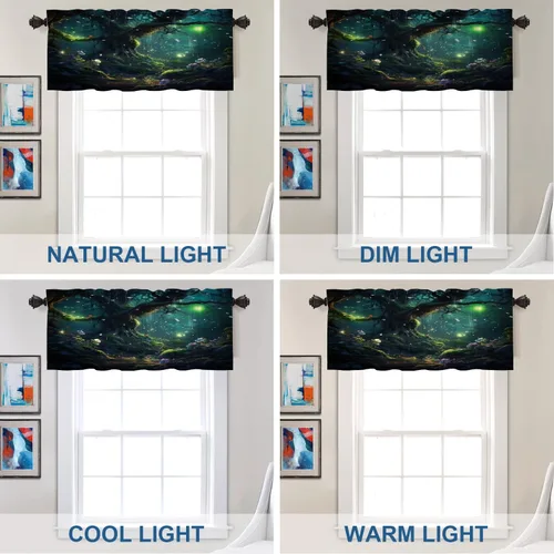 Vista 299 de Batmerry American Flag Ink Dot Blackout Tier Curtains, Red Blue White Stars Abstract Thermal Insulated Half Curtain Rod Pocket Small Valance for