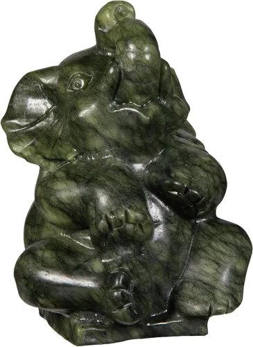 Vista 12 de Nupuyai Estatua de cabeza de perro de jade verde natural para decoración de oficina en casa, figura de animal tallada curativa, escultura