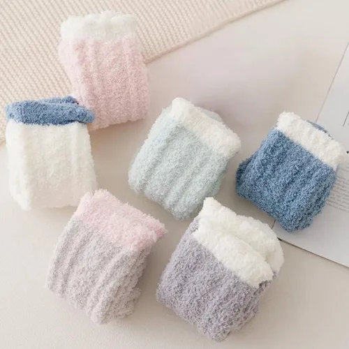 Vista 2 de ENASGLOO 6 pares de calcetines mullidas de microfibra para mujer, calcetines mullidas para dormir en invierno