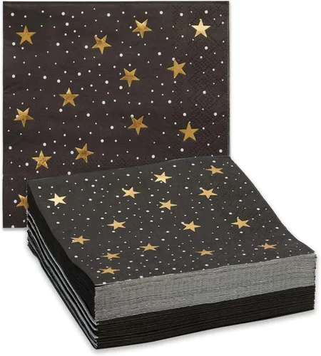 Vista 11 de BLUE PANDA Servilletas de 30 cumpleaños – 5 x 5 pulgadas, 3 capas, 50 unidades, negro y dorado – Servilletas estampadas con texto en inglés «Cheers