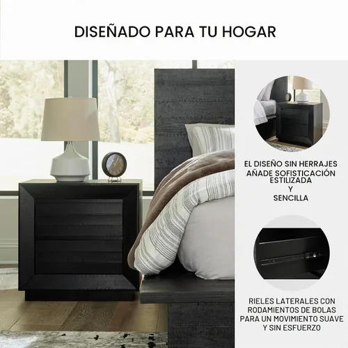 Vista 5 de Diseño de firma por Ashley Londer Mesita de noche casual con puertos USB, negro