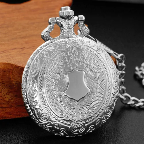 Vista 3 de Silvery Shield - Reloj de bolsillo de cuarzo con movimiento de cuarzo, reloj de bolsillo de cuarzo con escala digital de número arábigo con clip