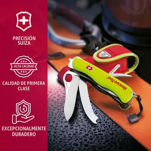 Vista 6 de Victorinox Herramienta de rescate con bolsa de nailon, cuchillo suizo del ejército, 13 funciones, navaja de bolsillo de fabricación suiza