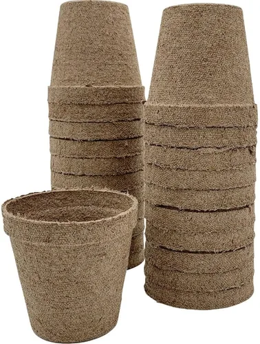 Vista 5 de Jiffy Macetas biodegradables orgánicas para plántulas, orificio de drenaje, 3 pulgadas, paquete de 22 unidades, turba Marrón