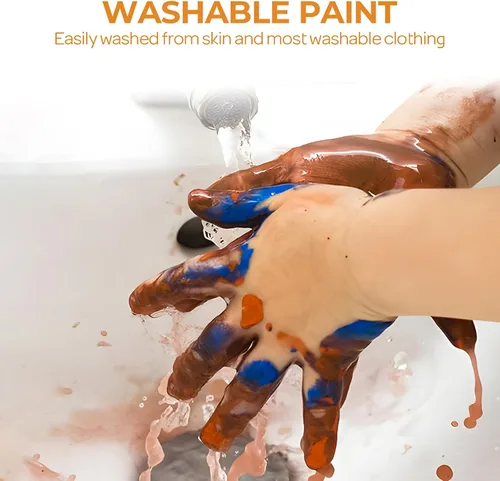 Vista 5 de Nicpro Juego de Pintura Lavable de 12 Colores Grande para Niños (16.9oz, 500 ml), Suministros de Pintura Acrílica a Granel No Tóxicos para Niños