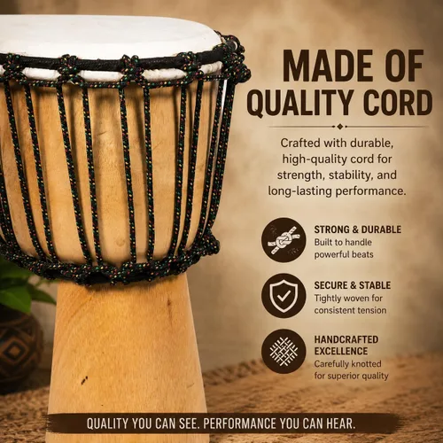 Vista 5 de Djembe Principiante Liso, 10" de alto, 5-6" cabeza