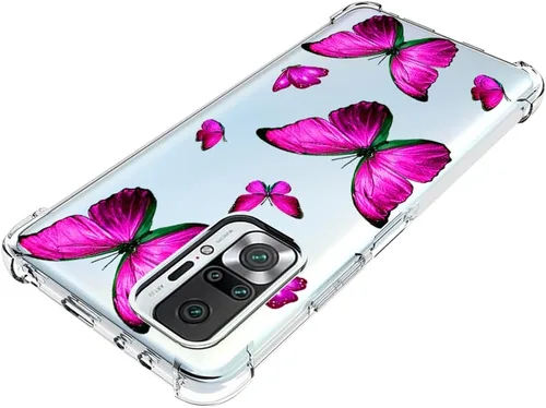 Vista 4 de Funda para Redmi Note 10 (4G)/Redmi Note 10S M2101K7BG Linda Caso, Transparente Flexible Bumper TPU Funda de Silicona Suave de Goma para Xiaomi