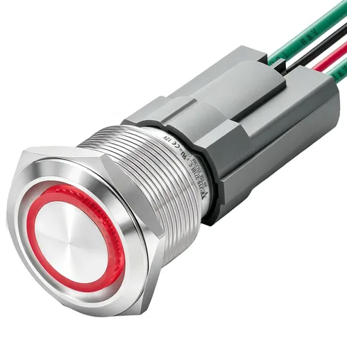 Vista 10 de Interruptor de botón de cierre de 15 amperios 19 mm 3/4 "agujero 12V/24V CC impermeable IP67 SPST de acero inoxidable 304 interruptor