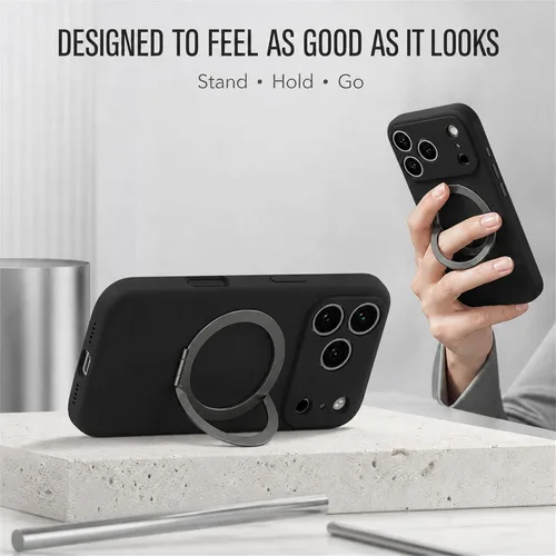 Vista 6 de Funda de silicona con soporte para iPhone 17 Pro [compatible con MagSafe] [Protección completa de la cámara] (6.3 pulgadas 2025), fundas de teléfono