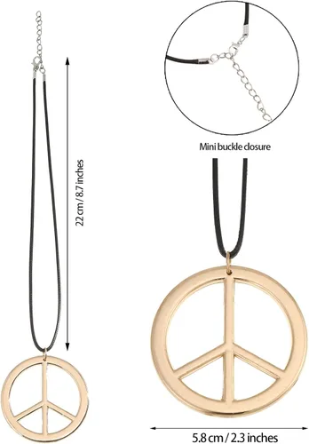 Vista 3 de 3PCS Women Hippie Costume Set - 70s Hippie Boho Flower Headband Gold Peace Sign Necklace Hippie Daisy Sunglasses for Women