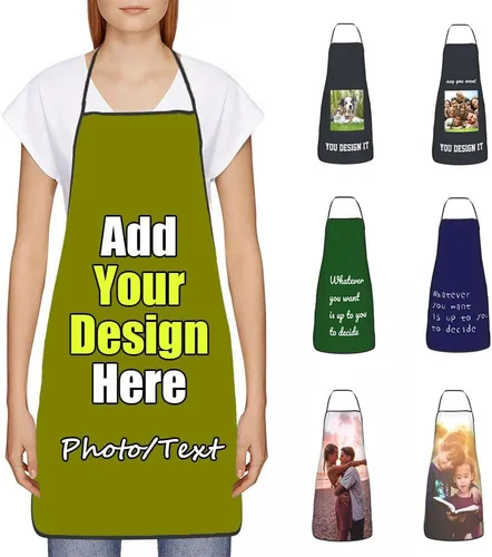 Vista 14 de Delantal Personalizado, Diseña Tu Propio Delantal de Cocina para Cocinar, Sube Tus Fotos Favoritas Logo, Añade Cualquier Nombre o Texto
