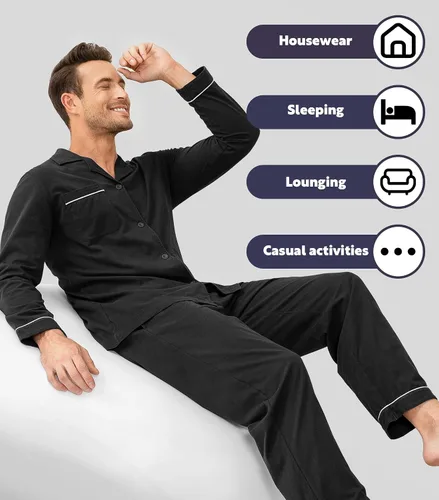 Vista 33 de DAVID ARCHY - Pijama de algodón con botones para hombre