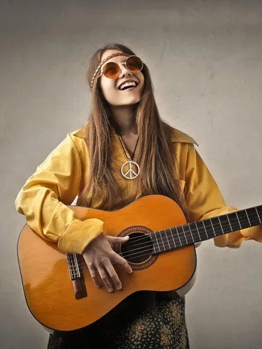 Vista 4 de Juego de accesorios de vestir hippie con gafas hippie y collar con signo de paz