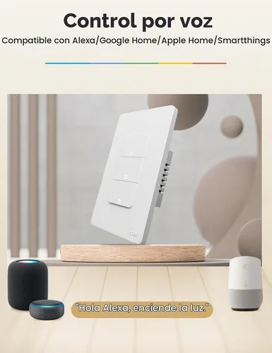 Vista 5 de MOES Matter-WiFi - Interruptores de luz inteligentes, requiere cable netural, interruptor de un solo polo de 2.4 GHz, compatible con Alexa Google