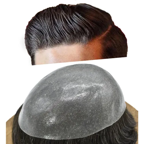 Vista 28 de PU Toupee para hombres pieza de pelo real sistema de reemplazo de cabello humano para hombres Toupee pieza de pelo para hombres piel polivinílica