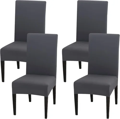 Vista 22 de Juego de 4 fundas para sillas de comedor, fundas elásticas de elastano para sillas de comedor, extraíbles y lavables, protectores desmontables