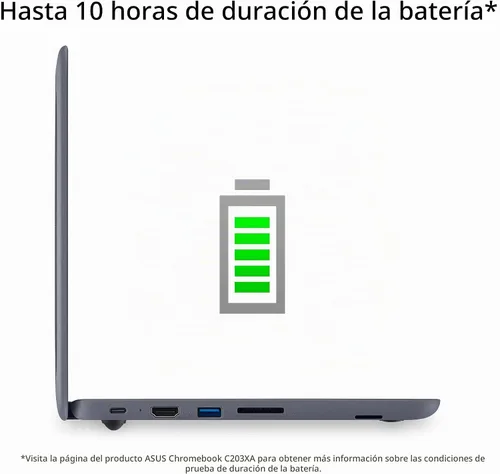 Vista 7 de ASUS Chromebook C203XA portátil resistente y resistente a derrames, 11.6" HD, 180 grados, procesador MediaTek Quad-Core, 4GB RAM, 32GB eMMC