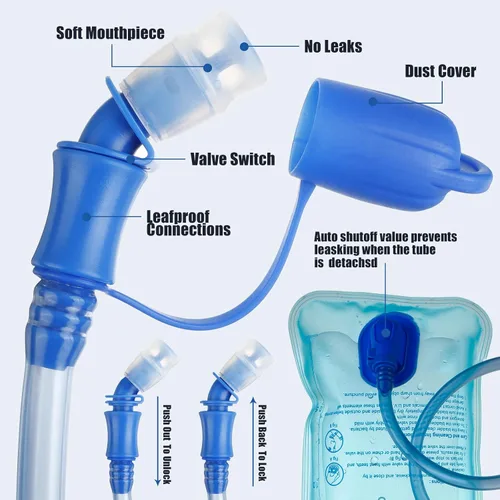 Vista 5 de Paquete de 3 mochilas de hidratación con bolsa de agua de 2 litros, paquete de hidratación con vejiga de hidratación, senderismo, correr, ciclismo