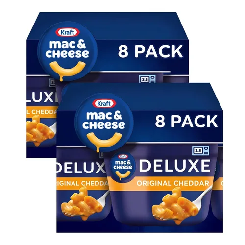 Vista 10 de Kraft Deluxe Original Macarrones & Cheese Cena fácil de microondas (caja de 8 unidades, tazas de 2.39 onzas)