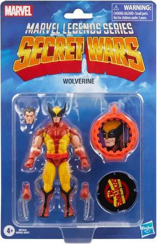 Vista 2 de Marvel Legends Series Wolverine, X-Men Retro Marvel Comics Secret Wars Figura de acción coleccionable de 6 pulgadas con escudo