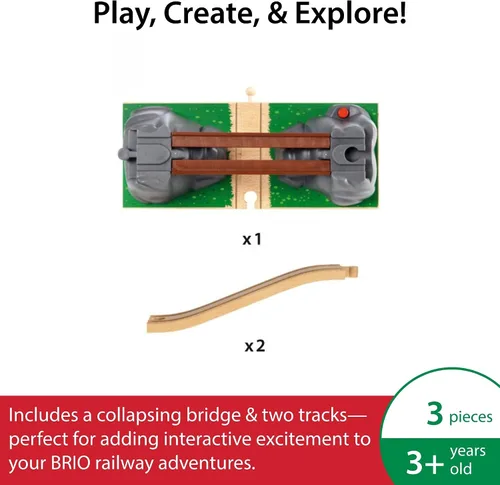 Vista 4 de BRIO World Puente colapsable para set de trenes de madera - Accesorio de 3 piezas - Certificado FSC - Compatible con BRIO Railway y sets de vías