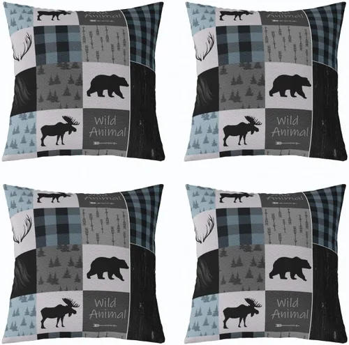 Vista 24 de Juego de 4 fundas de almohada con estampado de piel de vaca de 16 x 16 pulgadas, fundas de cojín de piel de vaca para sala de estar, dormitorio