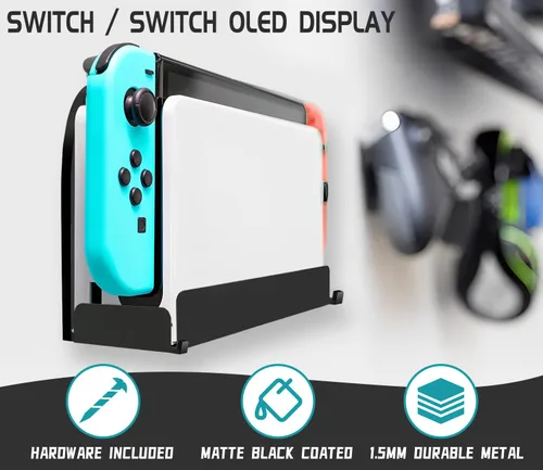 Vista 6 de Wall Mount Storage for SwitchSwitch OLED Console Holder Hooks Keeper Kit Hanging Display Shelf Hanger Rack Safely Store Your Switch Near or Behind