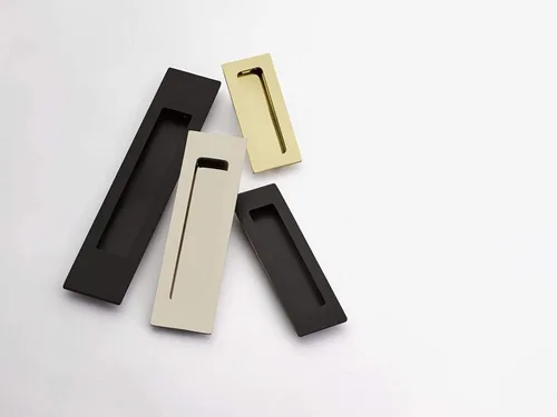 Vista 2 de Emtek, Moderno Rectangular, Tirador Enrasado, 1-3/4" x 4", Níquel Satinado